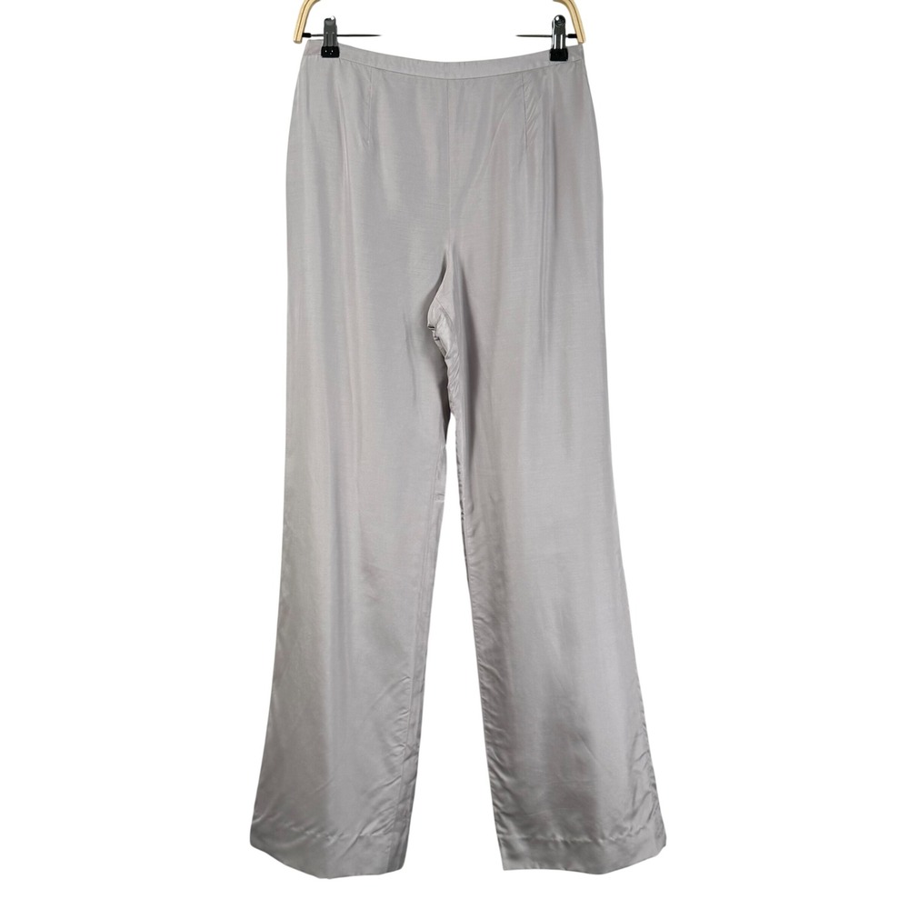 Giorgio Armani Vestimenta Spa Silk Trousers Silver Gray Italy Lined Women 10 NWT